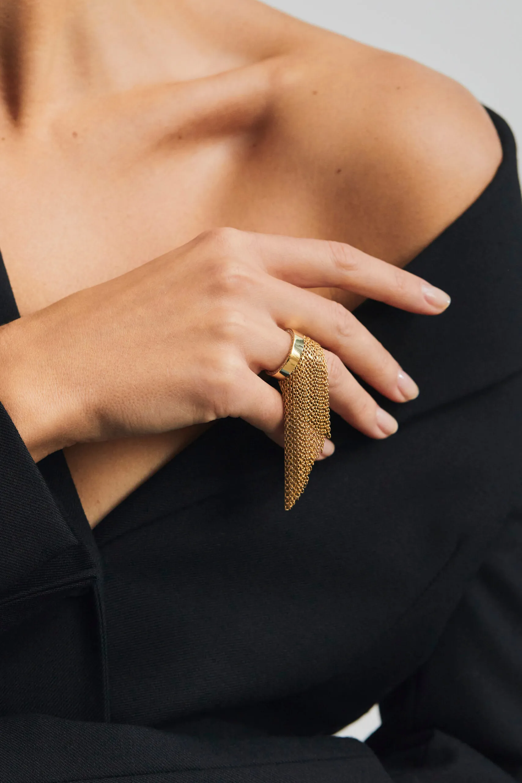 Rings Long Chainfall Ring, diamonds, yellow gold available online with expert craftsmanship