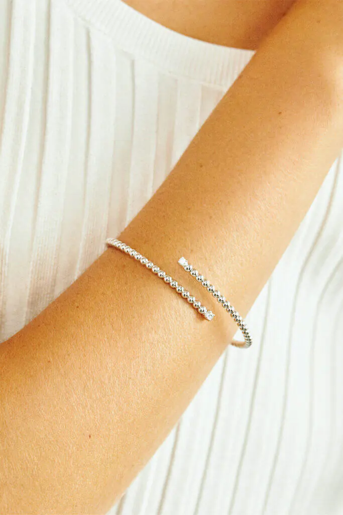 Bracelets Duo spiral bracelet, diamonds, white gold for everyday elegance