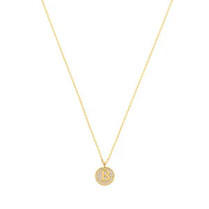 Necklace with initial, diamonds, yellow gold