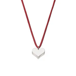 Bold Puffed Heart Pendant, white gold