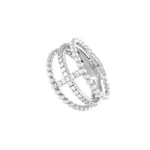 Cross Ring, diamonds, white gold