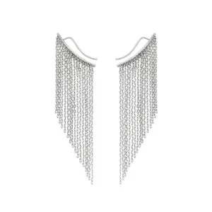 Mid Chainfall Earrings, white gold