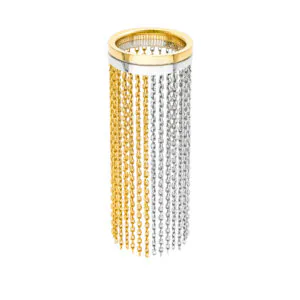 Long Chainfall Ring, white/yellow gold