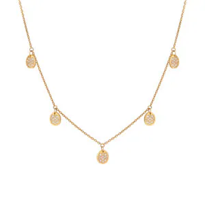 Flat Quintet Necklace, diamonds, yellow gold