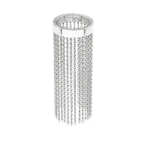 Long Chainfall Ring, diamonds, white gold