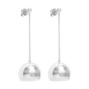 Semi-Sphere Earrings, white gold