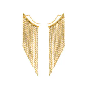 Mid Chainfall Earrings, yellow gold
