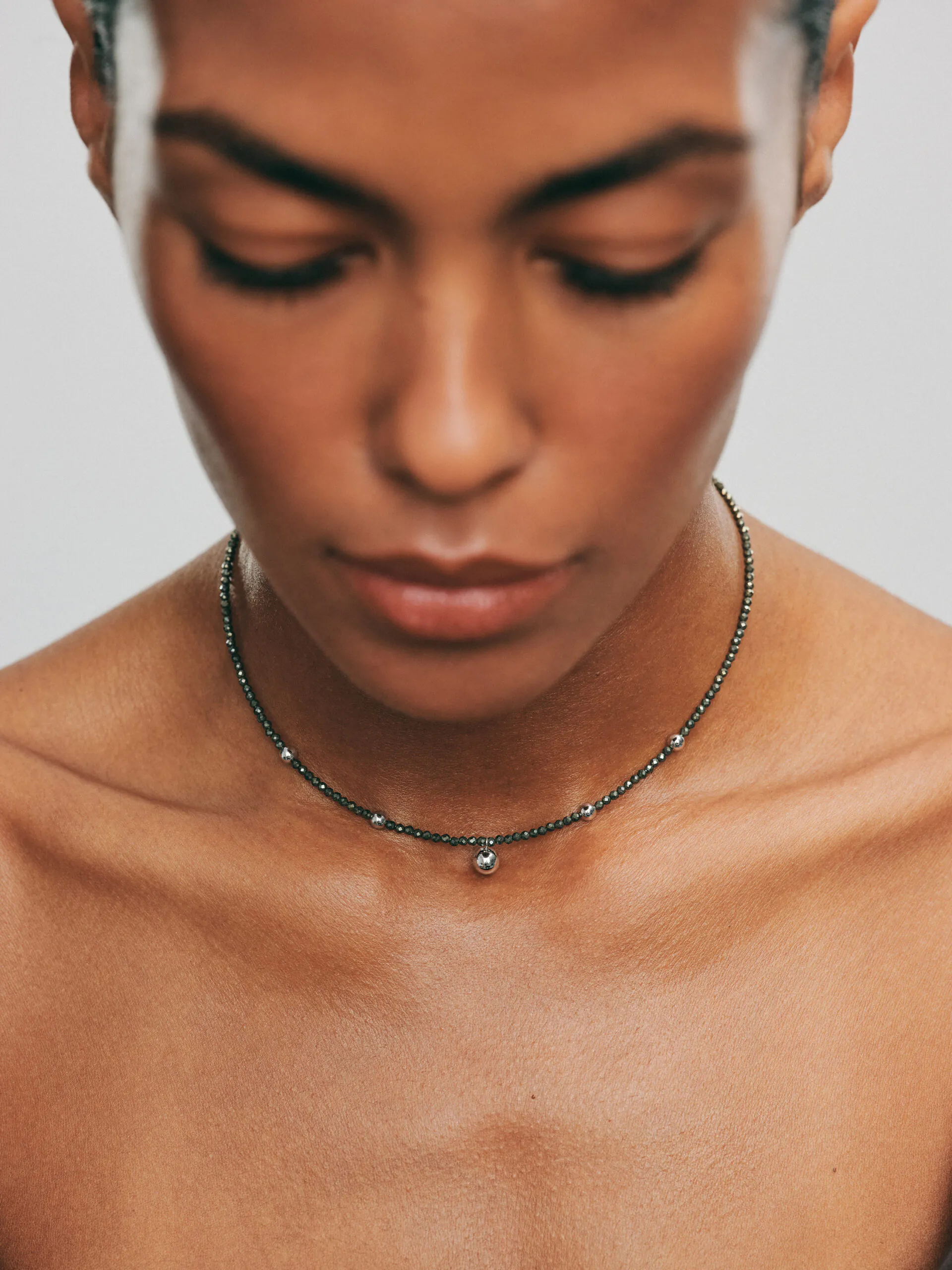 Necklaces Mini Orb Accent Gems Necklace, white gold with fast delivery from Guzema