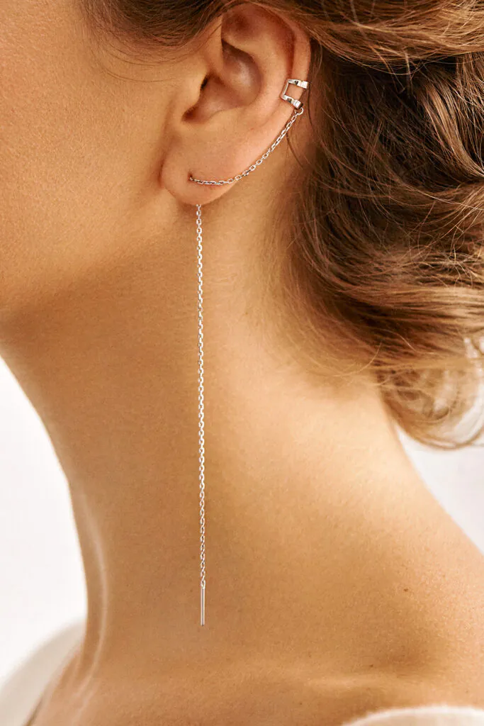 Exclusive Chain Cuff Earring, claspless, white gold available on Guzema