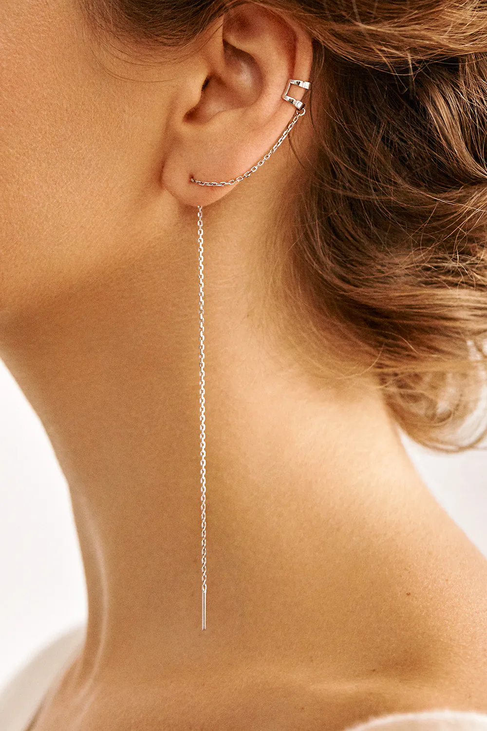 Exclusive Chain Cuff Earring, claspless, white gold available on Guzema